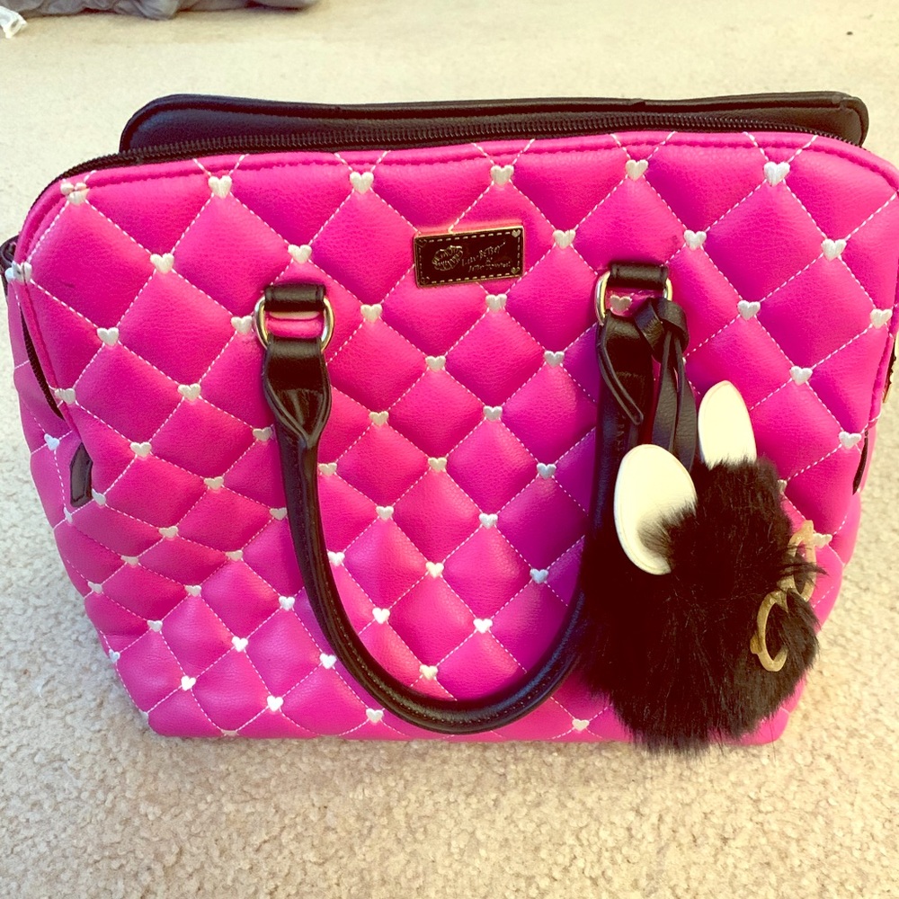 Betsey Johnson Pink and Black Purse